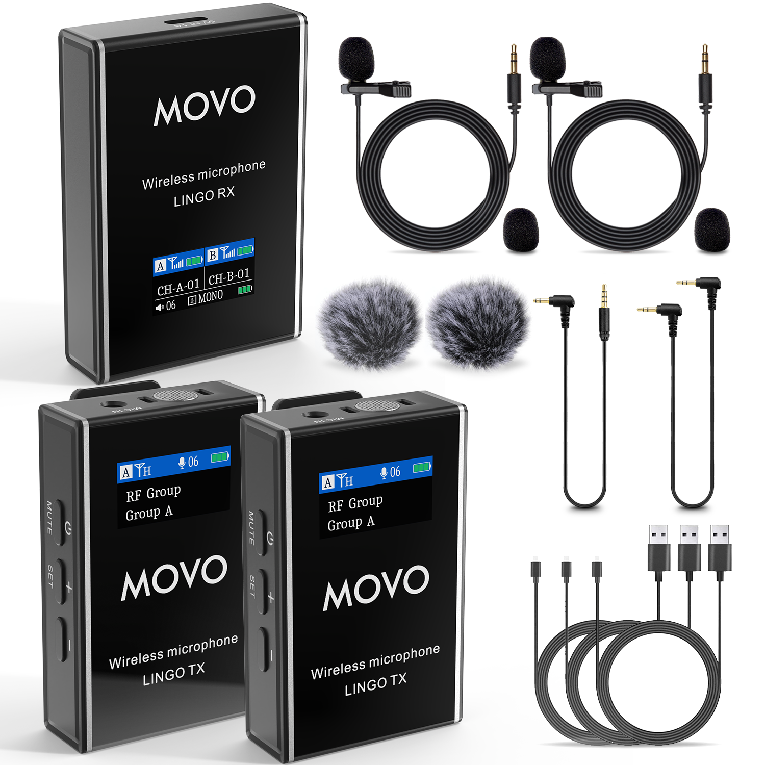 Movo LINGO DUO Dual Channel Wireless Lavalier Microphone System