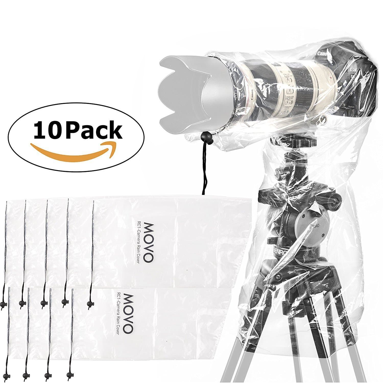 Movo RC1-10 | Waterproof Camera Covers for DSLR Camera & Lens 10-Pack