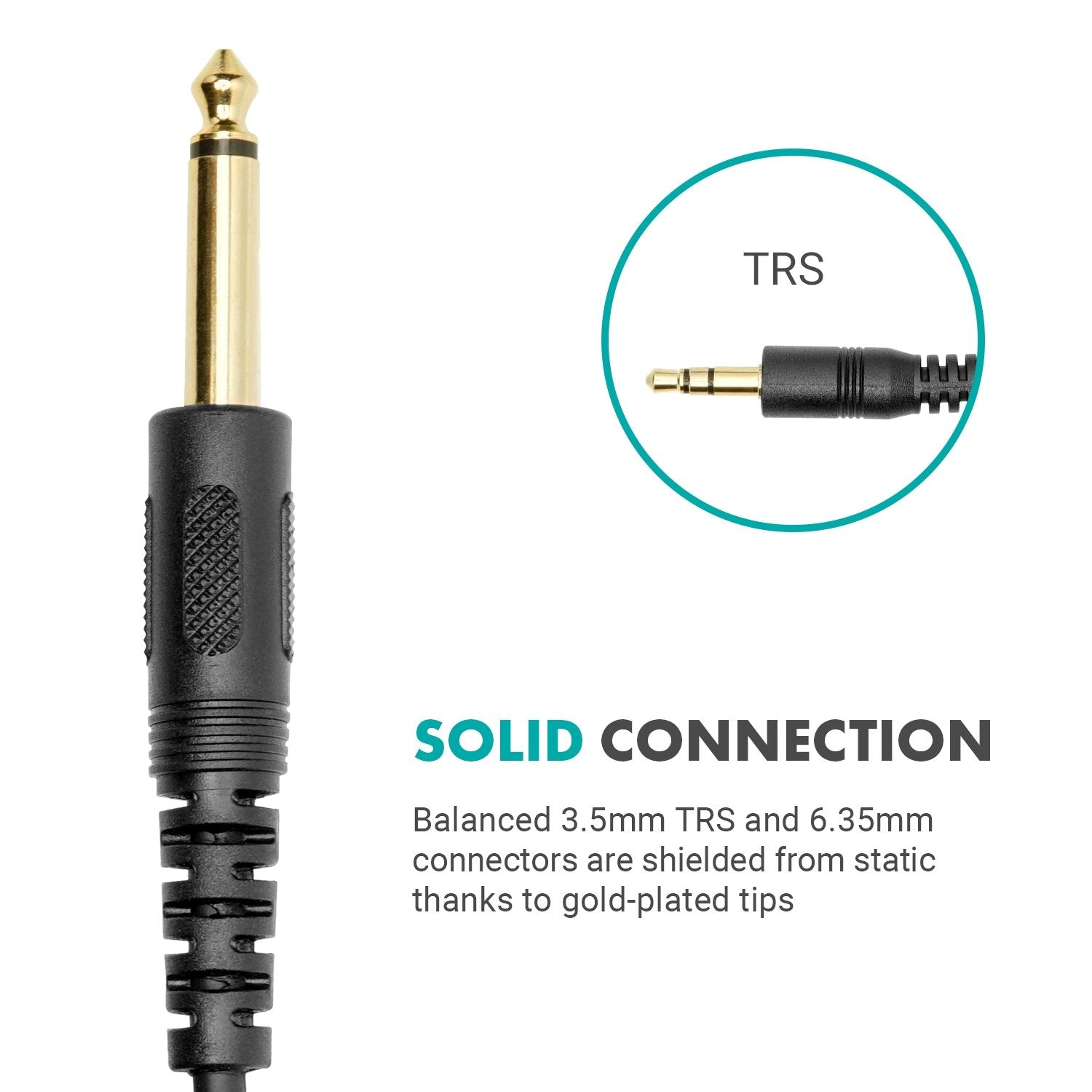 6.35mm Guitar - 3.5mm TRS Male Audio Adapter Cable | WGA-1 | Movo - Movo