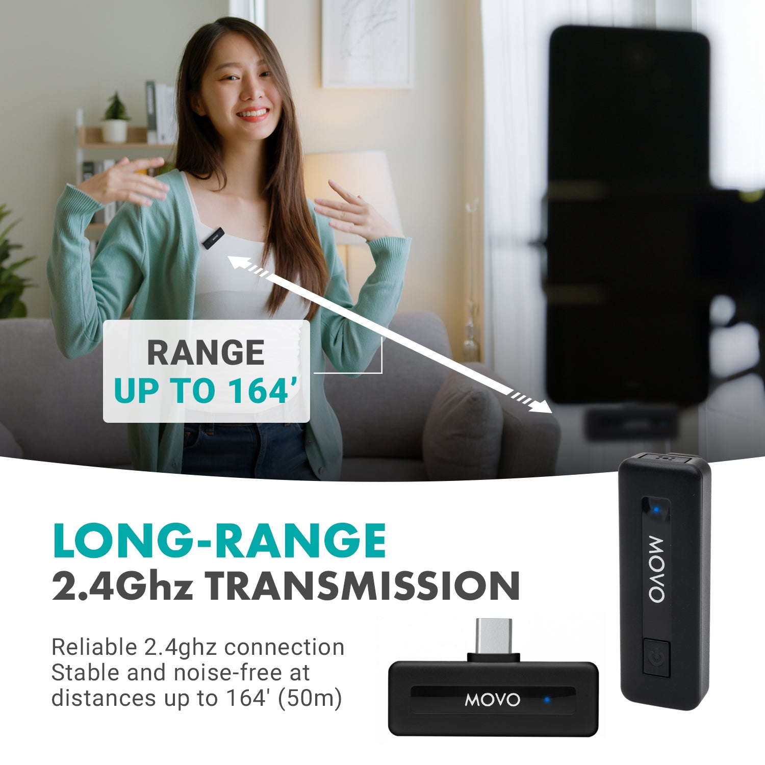 Movo Wireless Mini UC DUO-IP | Dual Mini Wireless Mic for iPhone 15