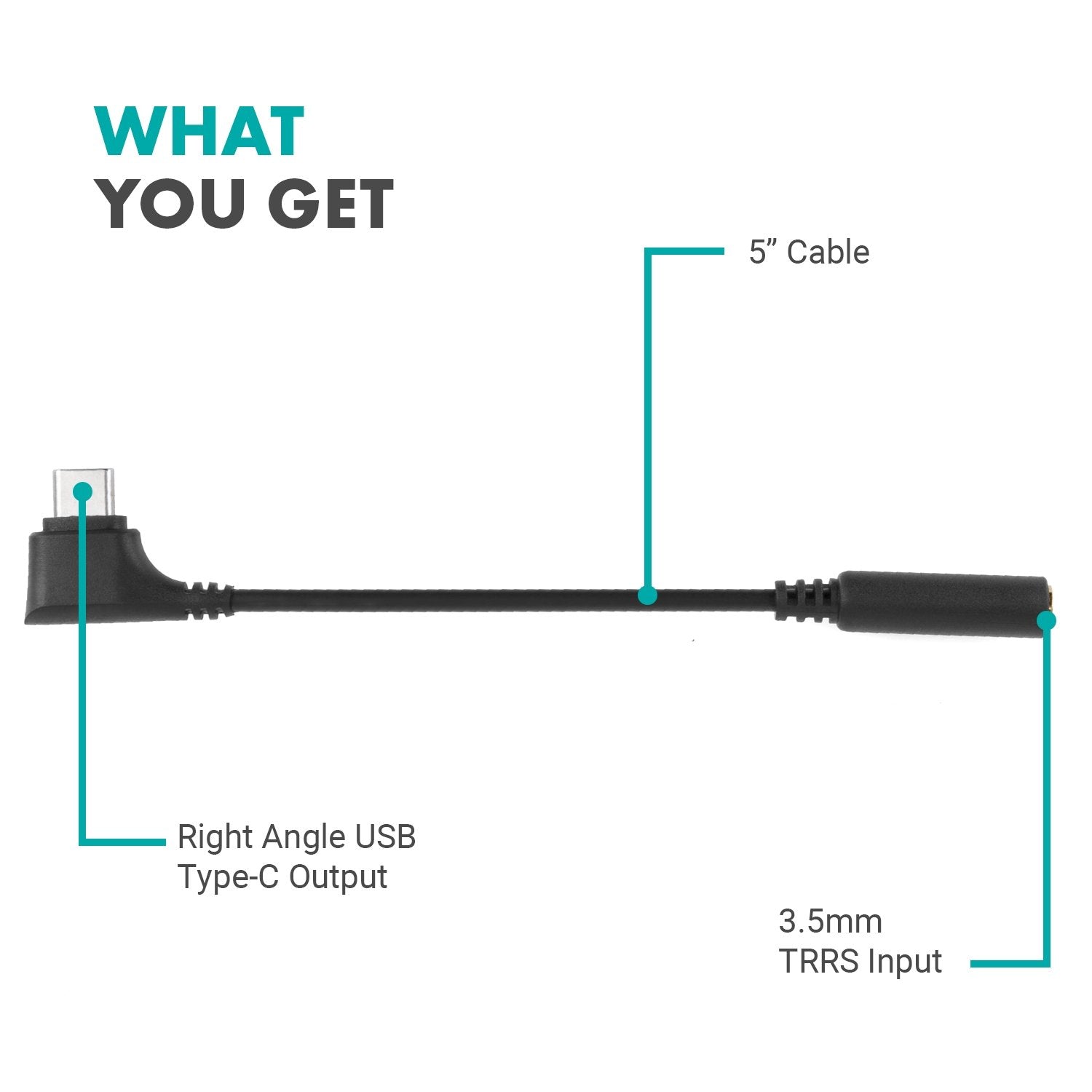 Female 3.5mm TRRS to USB-C Right Angle Mic. Cable | UCMA-3 | Movo - Movo