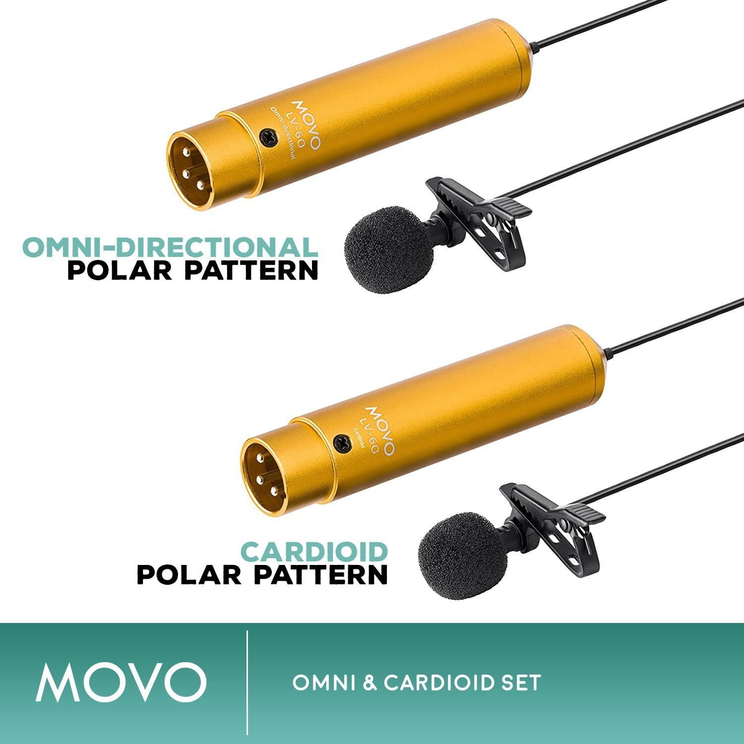 MOVO LV-6 Pro Grade Omnidirectional & Cardioid XLR Lavalier
