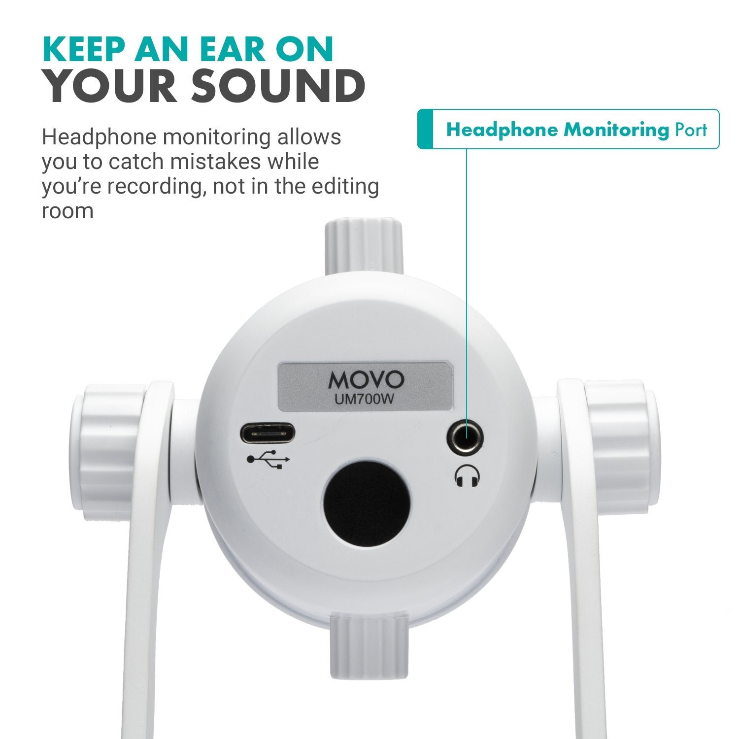 UM700W | White Desktop USB Microphone | Movo