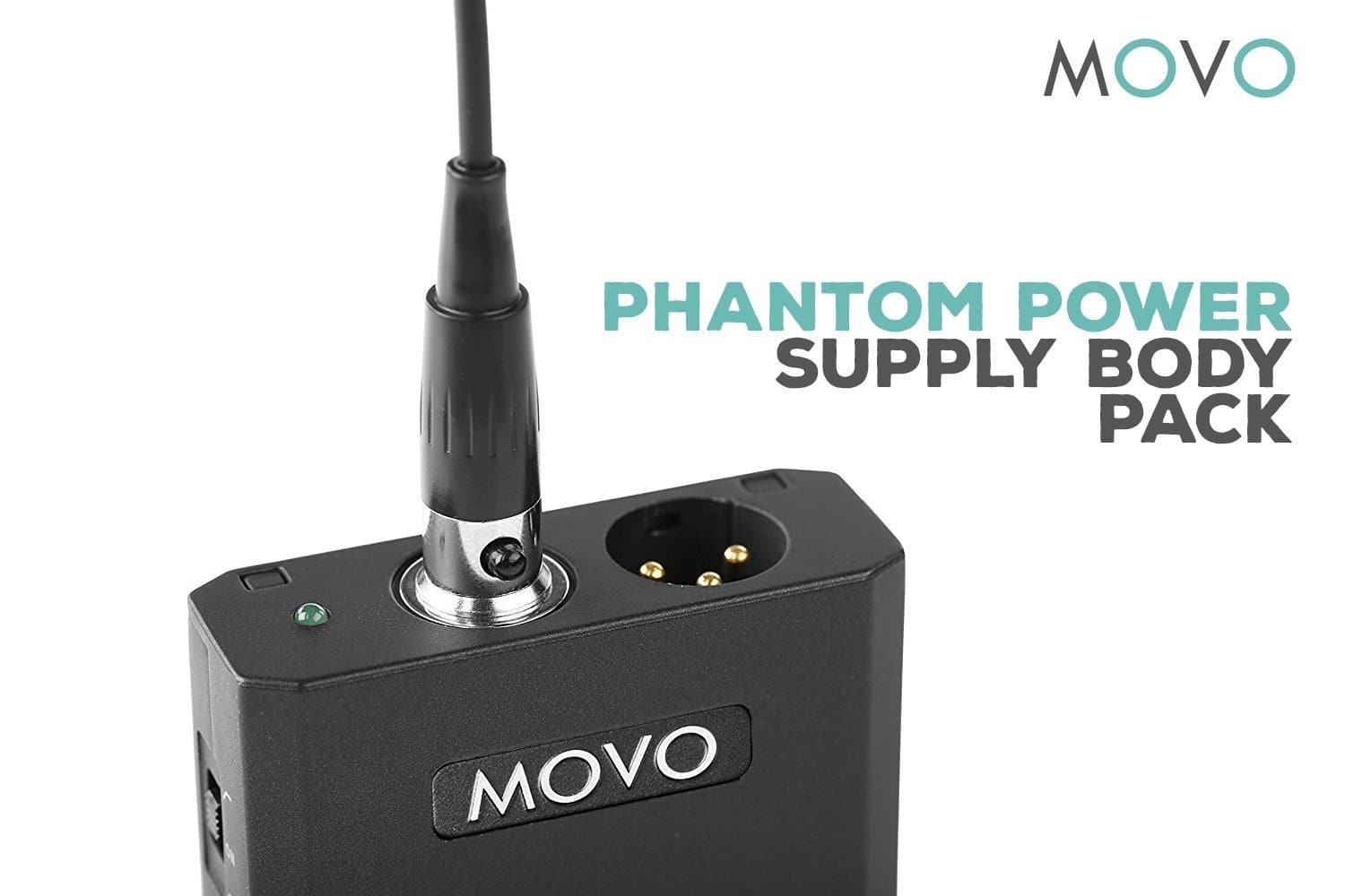 Movo Lv22od XLR Lavalier Omnidirectional Condenser Microphone with Phantom Power Supply Body Pack, 12mm Mic Capsule, Foam & Deadcat Windscreens